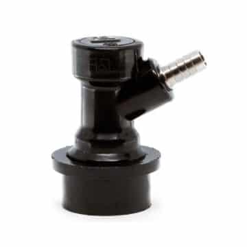 Ball lock øl ut kobling. Med nippel for tilkobling. Svart