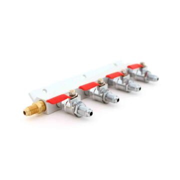 C02 manifold med 4 utganger, MFL gjenger og kuleventiler