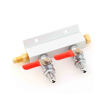 CO2 manifold med 2 utganger og MFL gjenger og stengeventiler