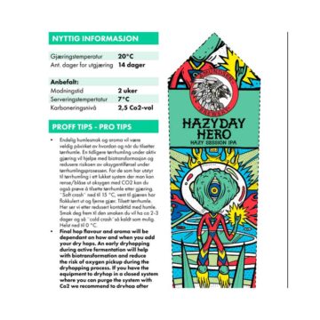 Hazyday Hero Fresh Wort Kit informasjon om gjæring og modning