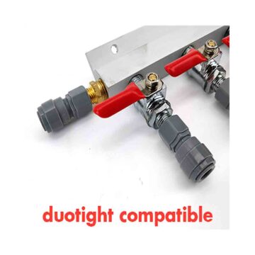 CO2 manifold 3 utganger duotight kompatibel, med kuleventiler og MFL gjenger