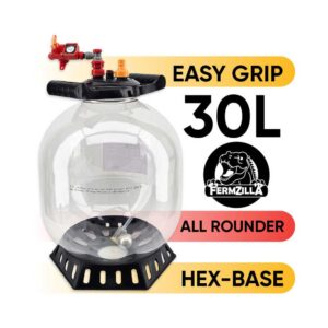 FermZilla 30L All Rounder Easy-Grip er stabil med den nye "foten" det nye lokket er enklere å få av og på!