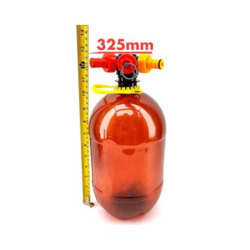 4 liter ølfat for tur. Mål med ball lock koblinger montert på