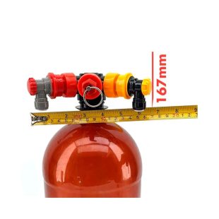 4 liter ølfat med ball lock montert på ball lock koblinger