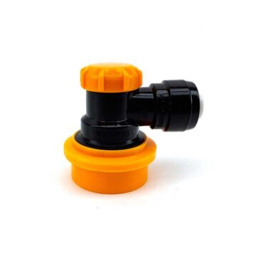 Ball lock kobling i plast for øl. 6.35mm. Bilde tatt fra siden