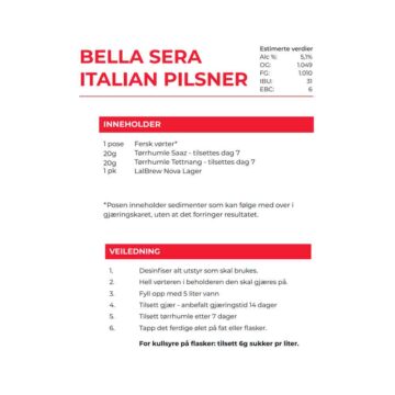 Bella Sera Fresh Wort Kit verdier og veiledning