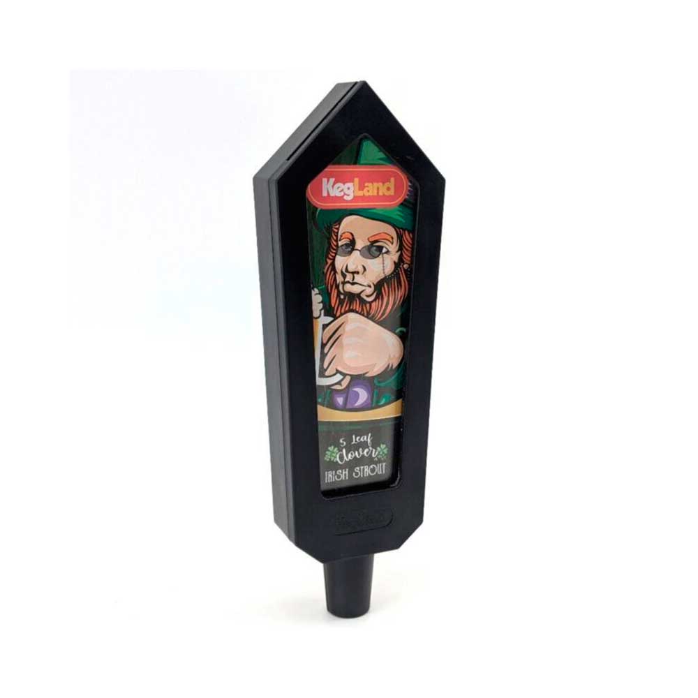 Bishop Tap Handle nærbilde med sticker i