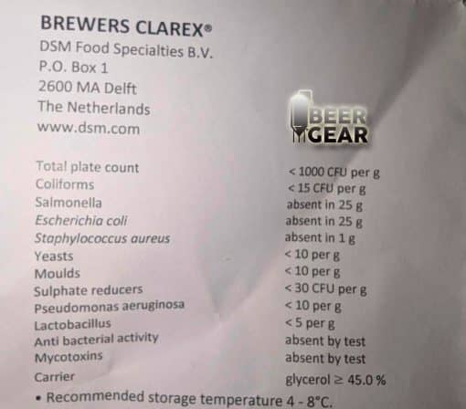 Brewers Clarex spesifikasjoner Innhold og oppbevarings temperatur