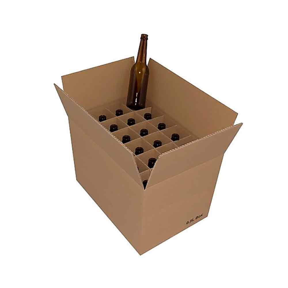 Eske med 24 stk 0.5 liter brune longneck flasker. Passer bra til å oppbevare sine brygg på!