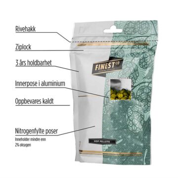 Humlepose Nitrogen ziplock. Pakket med Nitrogen