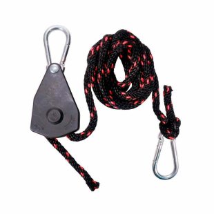 Talje med karabinkroker og tau. Opp til 113 kg